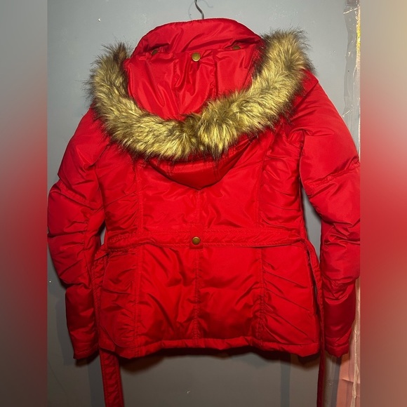 VINTAGE Mudd Red Puffer Jacket with Detachable Faux Fur Hood, Y2K, medium - Picture 5 of 11
